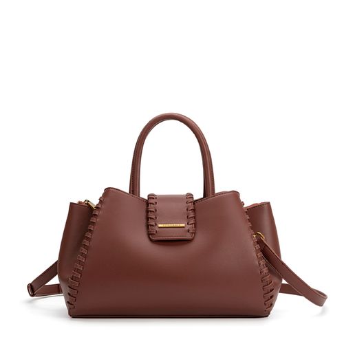 Bolsa Tote Marrom Pespontos Grande