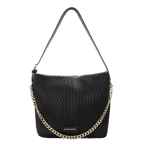 Bolsa de Ombro Preta Nervura Corrente Grande