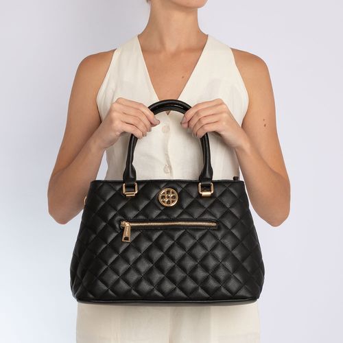 Bolsa Tote Matelassê Enfeite Corrente Preto