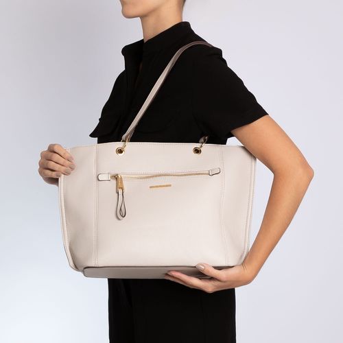 Bolsa Shopping Zíper Metálico Off White