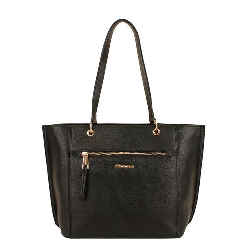 Bolsa Shopping Zíper Metálico Preta