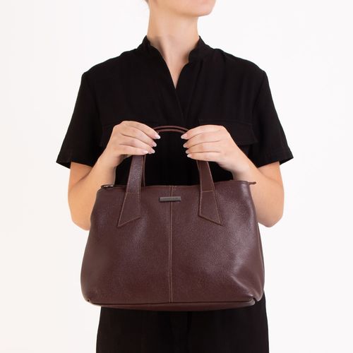 Bolsa Tote Vinho Couro Alça Geometrica
