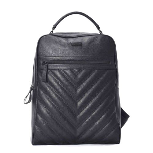 Mochila Couro Bolso Preto Matelassê
