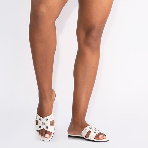 Rasteira Off White Enfeites Boho