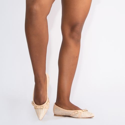 Sapatilha Trama Nude Fivelas