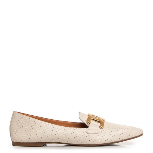 Mocassim Off White Couro Bridão