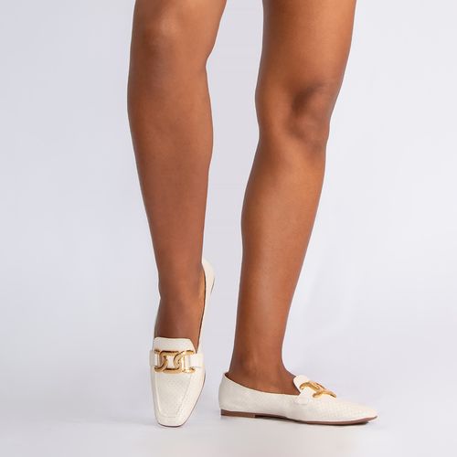 Mocassim Off White Couro Bridão