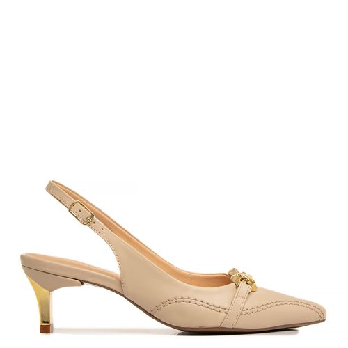 Scarpin Slingback Bege Pesponto