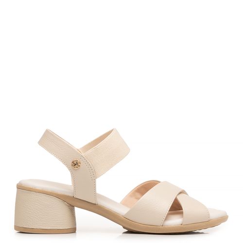Sandália Comfort Couro Calce Fácil Off White
