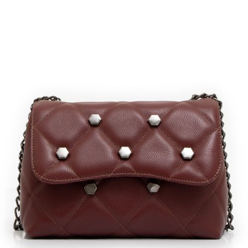 Bolsa Tiracolo Couro Enfeites Bordo