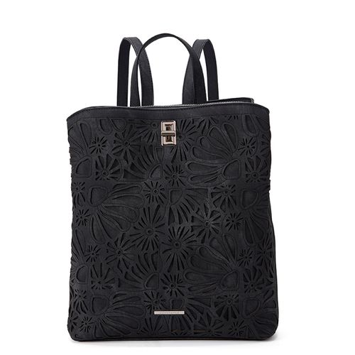 Mochila Preta Padrão Floral Grande