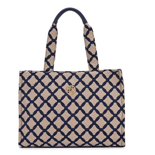 Bolsa Tote Jacquard Grande Azul