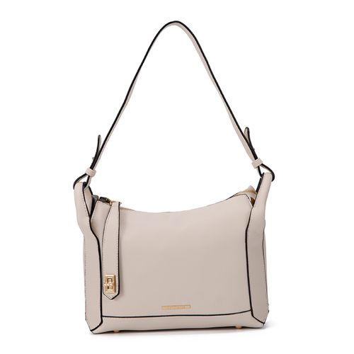 Bolsa Tiracolo Off White Fecho Torniquete Média