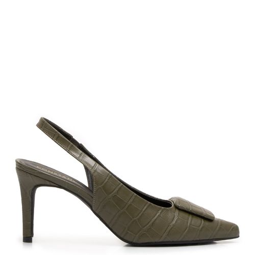 Scarpin Slingback Animal Print Verde