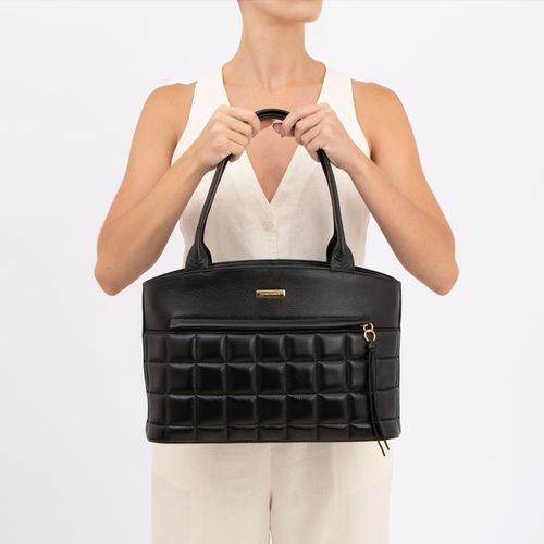 Bolsa Shopping Matelassê Grande Preta