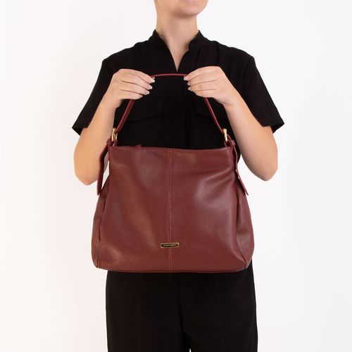 Bolsa de Ombro Couro Fivela Bordo