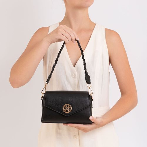 Bolsa Tiracolo Alça Trançada Preta