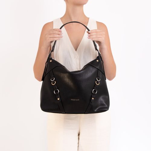 Bolsa Ombro Argolas Preta