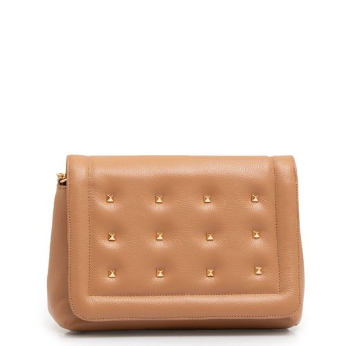 Bolsa Tiracolo Couro Spikes Caramelo