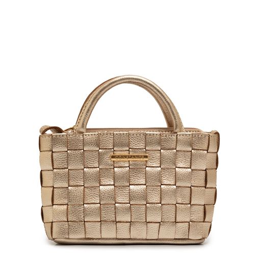 Bolsa Tiracolo Couro Tressê Ouro