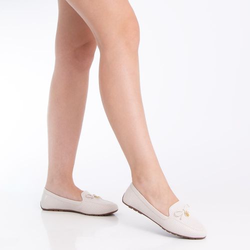 Mocassim Laço Enfeite Off White
