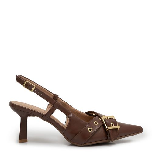Scarpin Slingback Fivela Marrom