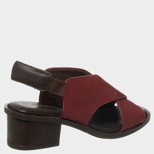 Sandália Couro Vermelha Comfort Tiras Transpassadas