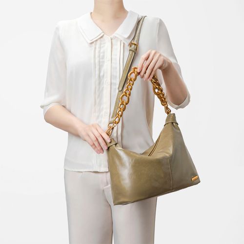 Bolsa de Ombro Verde Alça Corrente Grande