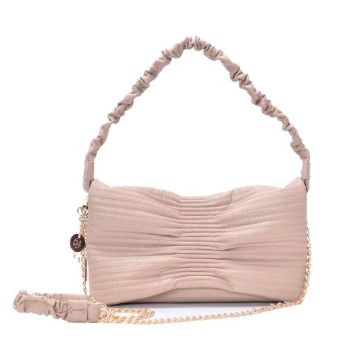 Bolsa Tiracolo Couro Franzida Nude