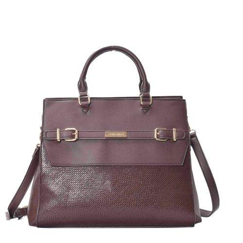Bolsa Satchel Enfeite Fivela Café