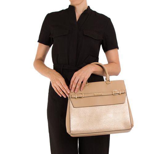 Bolsa Satchel Enfeite Fivelas Dourada
