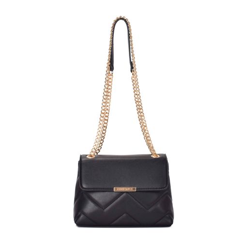 Bolsa Tiracolo Matelassê Zig Zag Preto