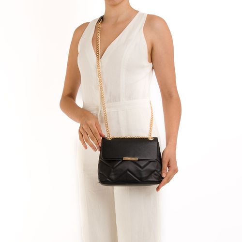 Bolsa Tiracolo Matelassê Zig Zag Preto
