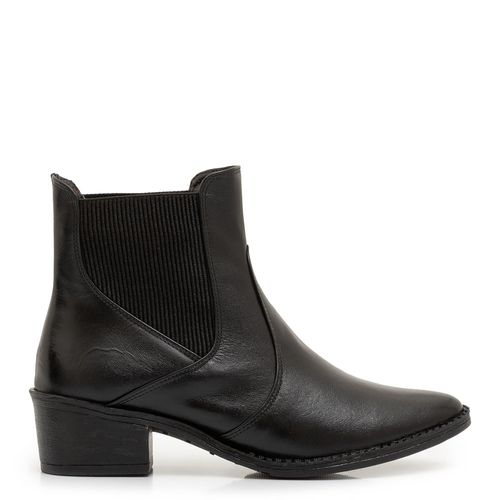 Bota Preta Couro Chelsea