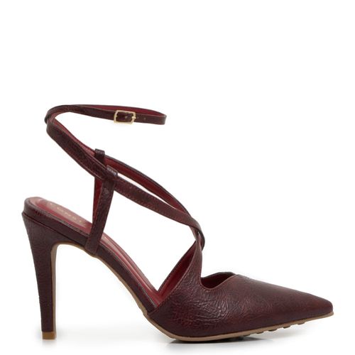 Scarpin Bordo Texturizado Recortes