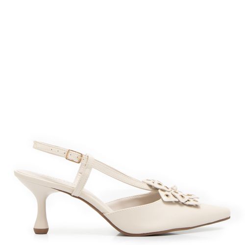Scarpin Off White Flor Ilhós