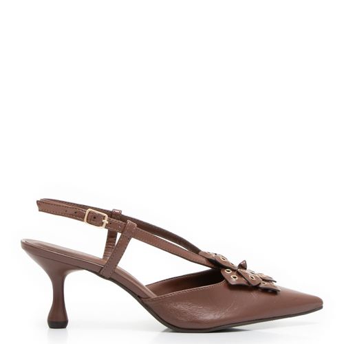 Scarpin Marrom Flor Ilhós