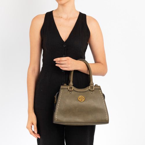 Bolsa Tote Pesponto Bordado Verde