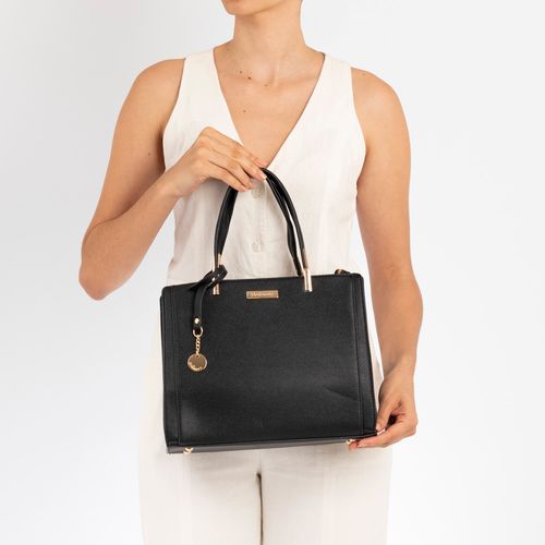 Bolsa Tote Preta Estruturada Média