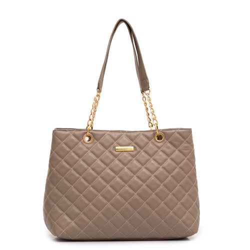 Bolsa Tote Couro Matelassê Cinza