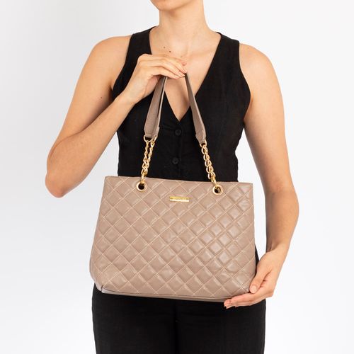 Bolsa Tote Couro Matelassê Cinza