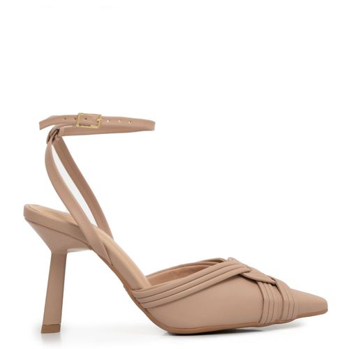 Scarpin Slingback Macramê Bege