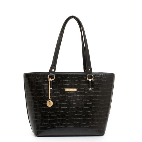 Bolsa Shopping Bag Croco Preta