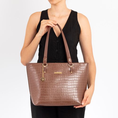 Bolsa Shopping bag Croco Marrom