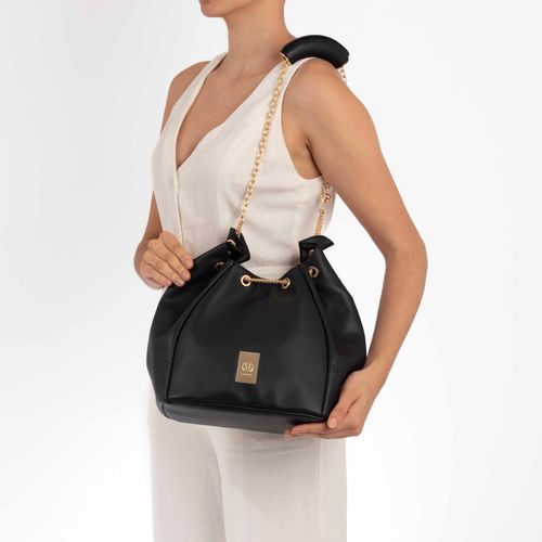 Bolsa Bucket Enfeite Alça Preta