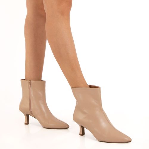 Ankle Boot Bege Couro
