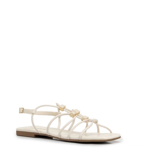 Rasteira Enfeites Flor Off White