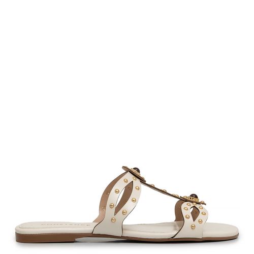 Rasteira Off White Recortes e Enfeites