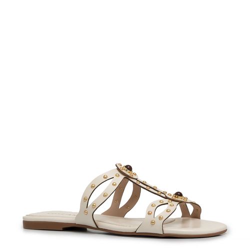 Rasteira Off White Recortes e Enfeites