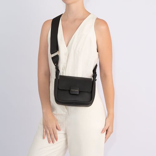 Bolsa Preta Tiracolo Alça Gorgurão